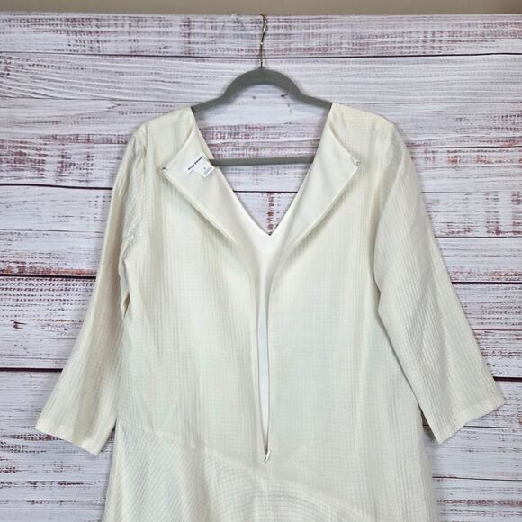 Club Monaco Cream Dress 8 Asymmetric Ruffle Hem Coquette Ethereal Fairy Whimsy - Picture 8 of 16